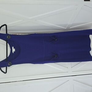 Blue Sleeveless Sheath Midi Dress for Work